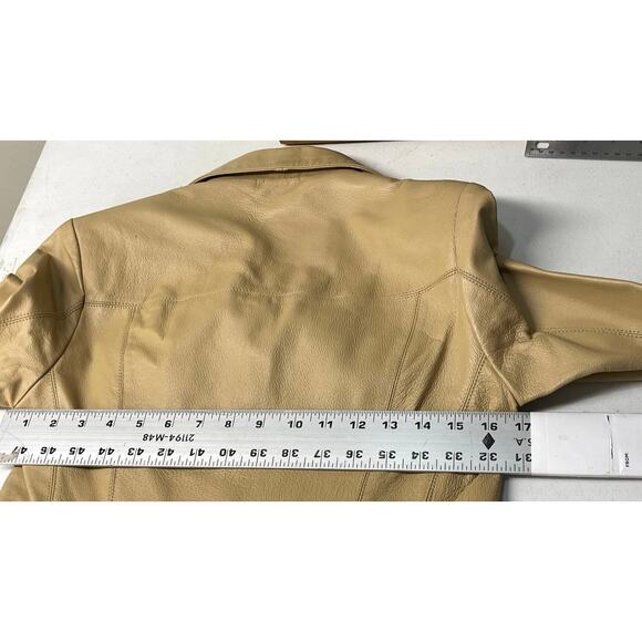 Wilsons Leather Maxima Blazer Style Fitted Jacket Tan Beige Small S Vintage 90s - Picture 4 of 10